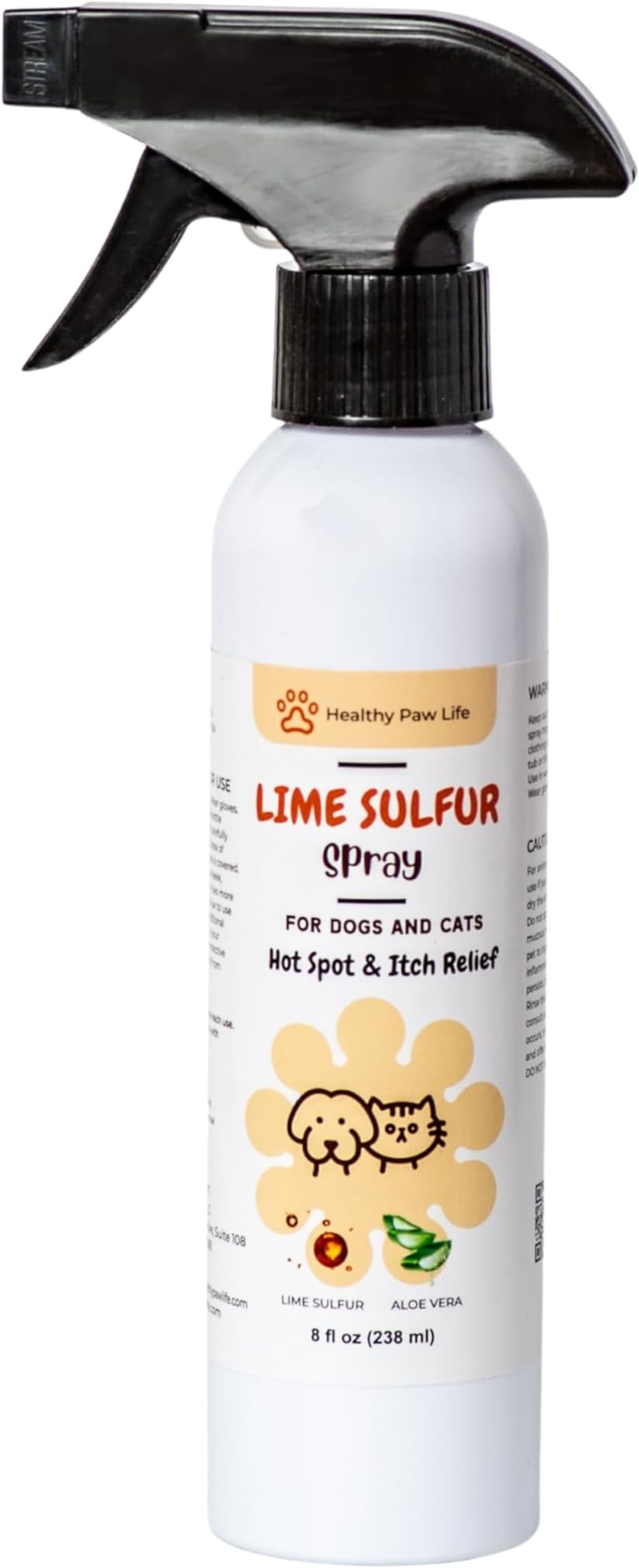 Healthy Paw Life Lime Sulfur Spray - Pet Care For Dry And Itchy Skin - Hot Spots, Mange, Ringworm, Fungus - Spotcare And Safe Solution For Cat, Dog, Puppies, Kittens (250 Ml)