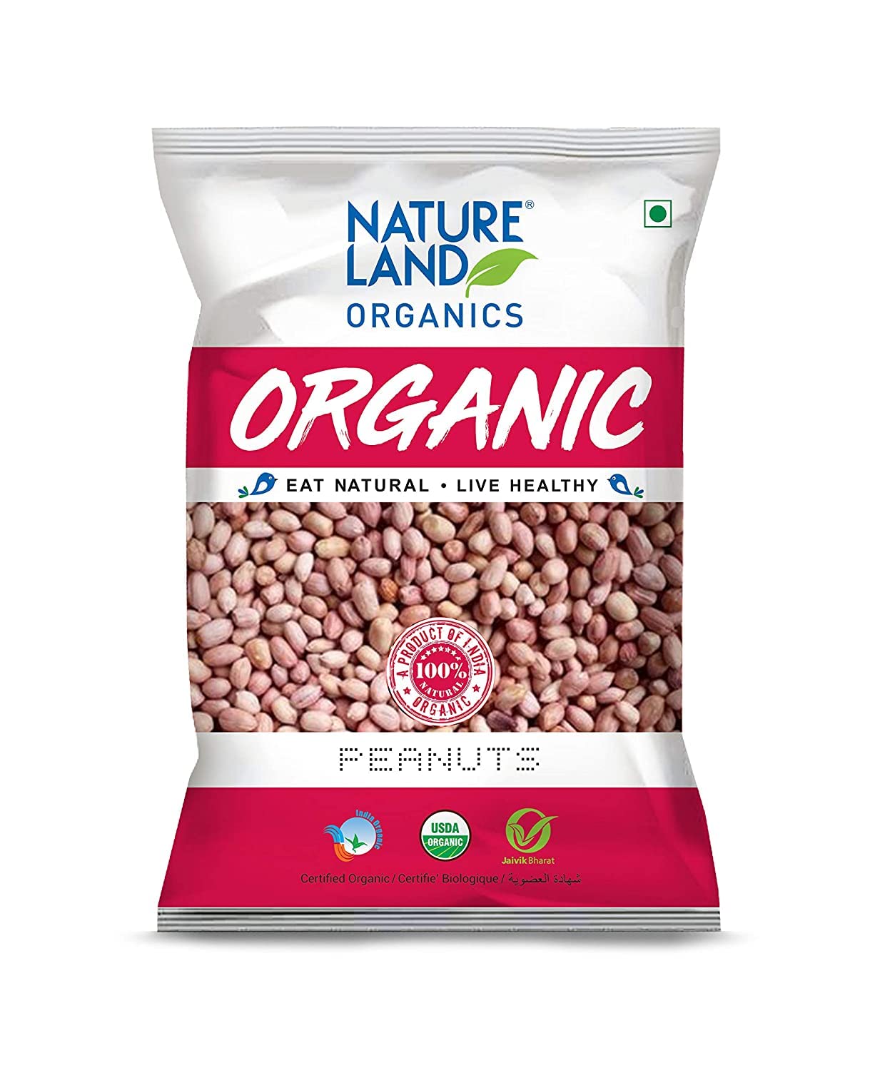 Cacahuètes bio Natureland Organics 500g lot de 2 arachides crues
