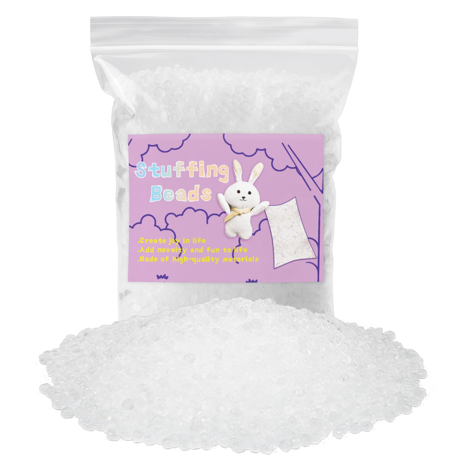 FTEVEN 910g / 2LB Stuffing Beads, Premium Plastic Weight Stuffed Beads, Poly Pellets Weighted Stuffing Bead, Stuffing for Stuffed Animals, Bean Bags,