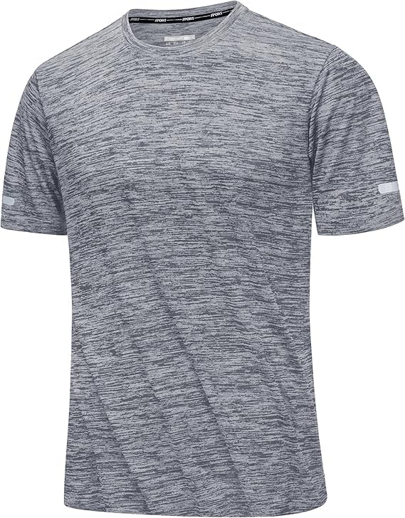 MAGCOMSEN Kurzarmshirts Herren Atmungsaktiv Sport Shirt Leichte Trainingsshirts Outdoor Funktionsshirts Herren Lässig Freizeit T-Shirts Crewneck Basic Tops für Fitness Yoga Hellgrau M