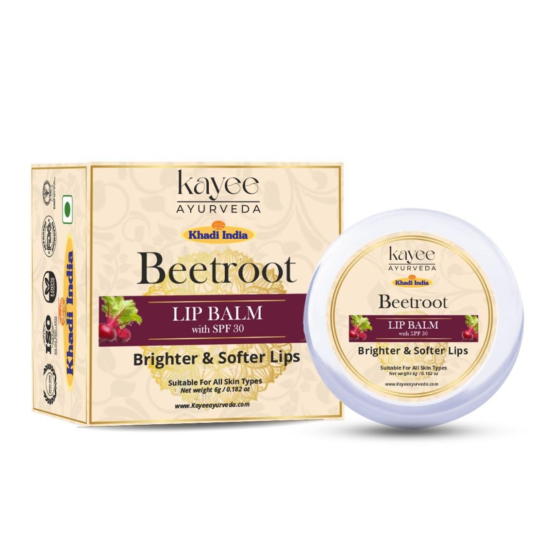 Khadi Kayee Ayurveda Natural Beetroot Lip Balm for Dry & Dark Lips | Long-Lasting Moisture | Pink Glow Lip Care | Herbal & Organic Formula- 6GM-image-21