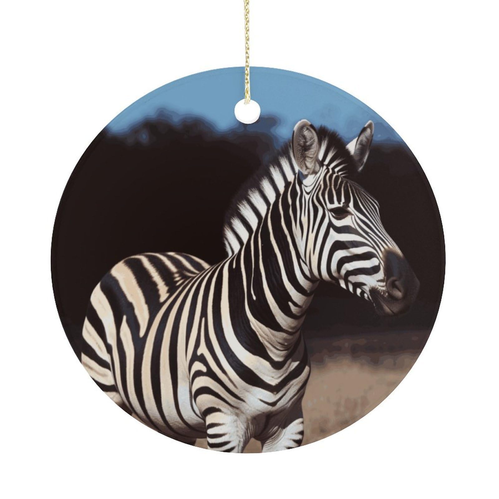Animal Zebra Christmas Ornaments Colorful Round Ceramic Ornament Christmas Hanging Decor Christmas Tree Decorations Xmas Keepsake for Women Men Xmas Holiday Party