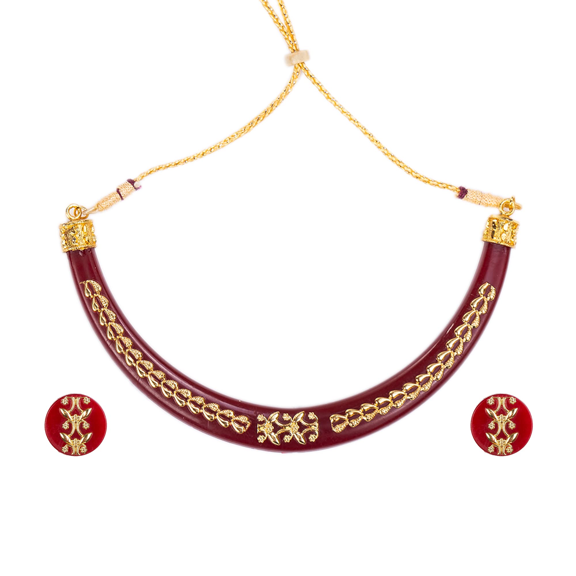 MANIKYA Traditional Necklace Pola - Hasli set Brass and Acrylic Simple Jewellery For Woman and Girls (POLA 0005) (B09QX2QCJF) Amazon Price History, Amazon Price Tracker