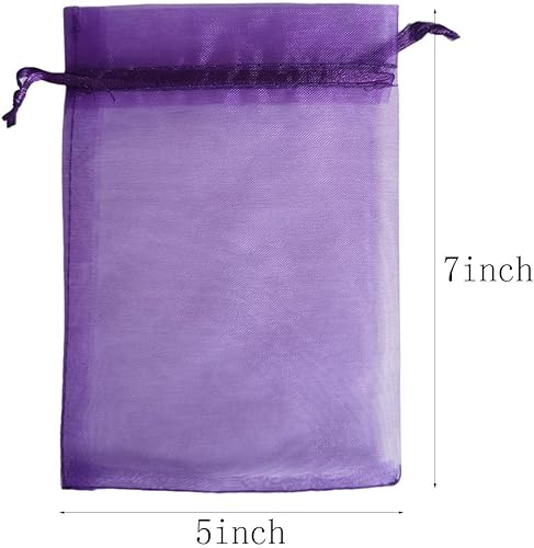 Vista 9 de 100 Pcs Gift Organza Bags 5x7 Inch Gold Drawstrings Sheer Fabric Pouch for Jewelry Baby Shower Christmas Party Favors Wedding Kids Men Teenage