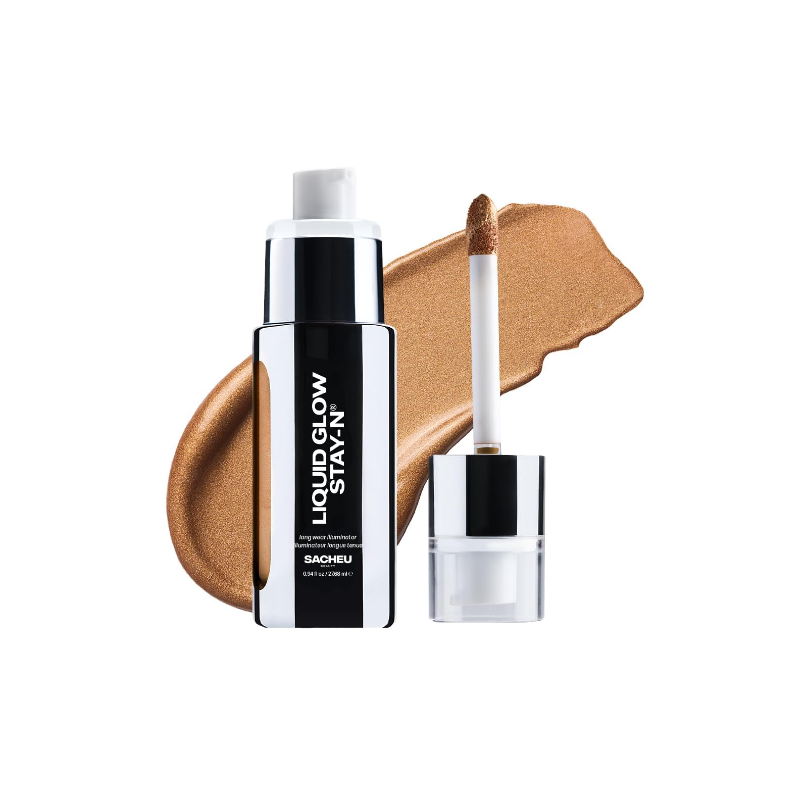 Sacheu Liquid Glow STAY-N Liquid Highlighter & Illuminator Makeup - 30ml Long Lasting Luminous Glow Lightweight Dewy Finish, Sun Daze