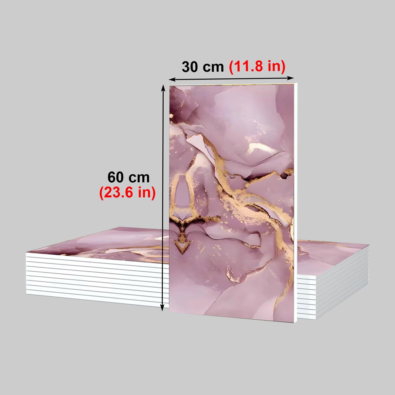 Kunovo Pink Imitation Tile Marble Sticker, 10 Pcs Ceiling Panels Peel and Stick, Upgraded Styrofoam Wallpaper Tiles, Living Room Sofa Backdrops Wall Decor