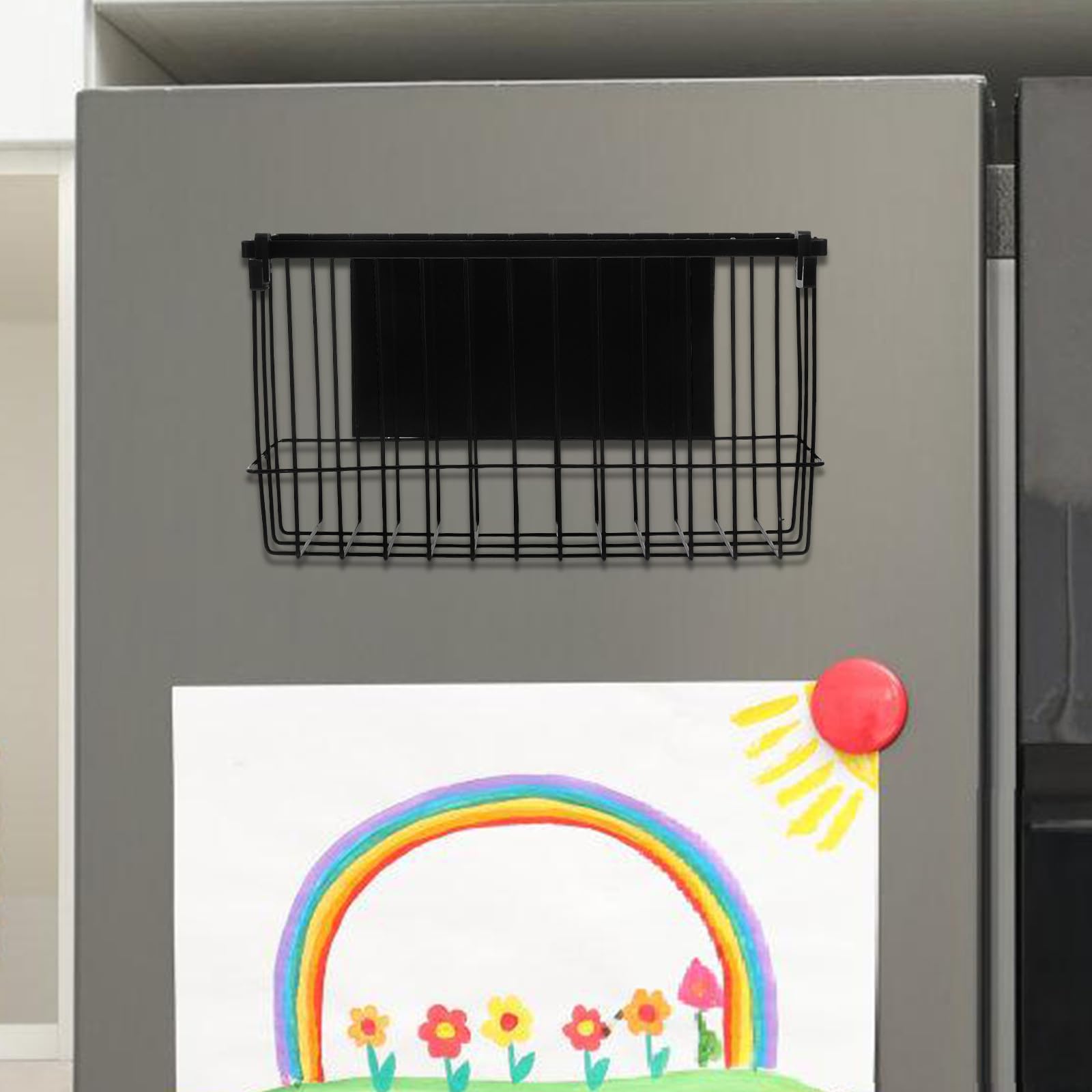 HANABASS Estante Magnético para Refrigerador de Hierro Negro sin Perforación, Organizador de Especias Compacto y Ahorrador de Espacio para Cocina y Nevera