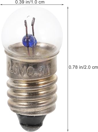 VILLCASE E10 Mini Light Bulbs 2.5V 0.3A 10-Pack – Warm Yellow Incandescent for School Science Circuits & Physics Labs, Screw Base Replacement for Student Kits