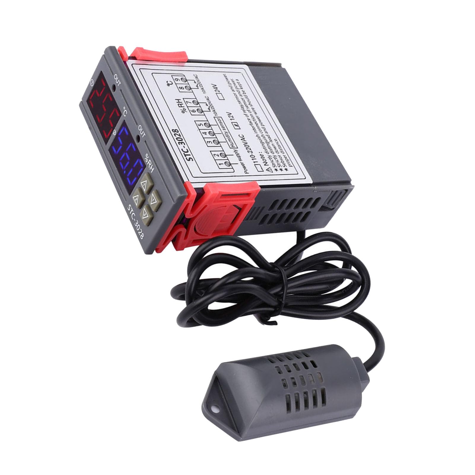Yctze Termostato Digitale con Doppio Display, Controller di Temperatura, | Materiale ignifugo ABS, controllo tramite microcomputer, intervallo da -20°C a 80°C, adatto per l\'acquacoltura