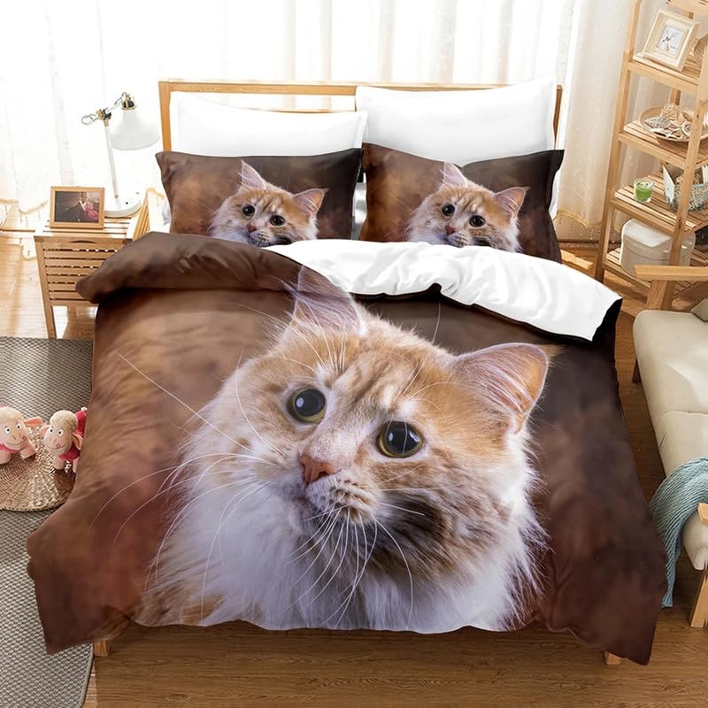 Parure de lit 240 x 260 chat brun pour décoration mariage cosy