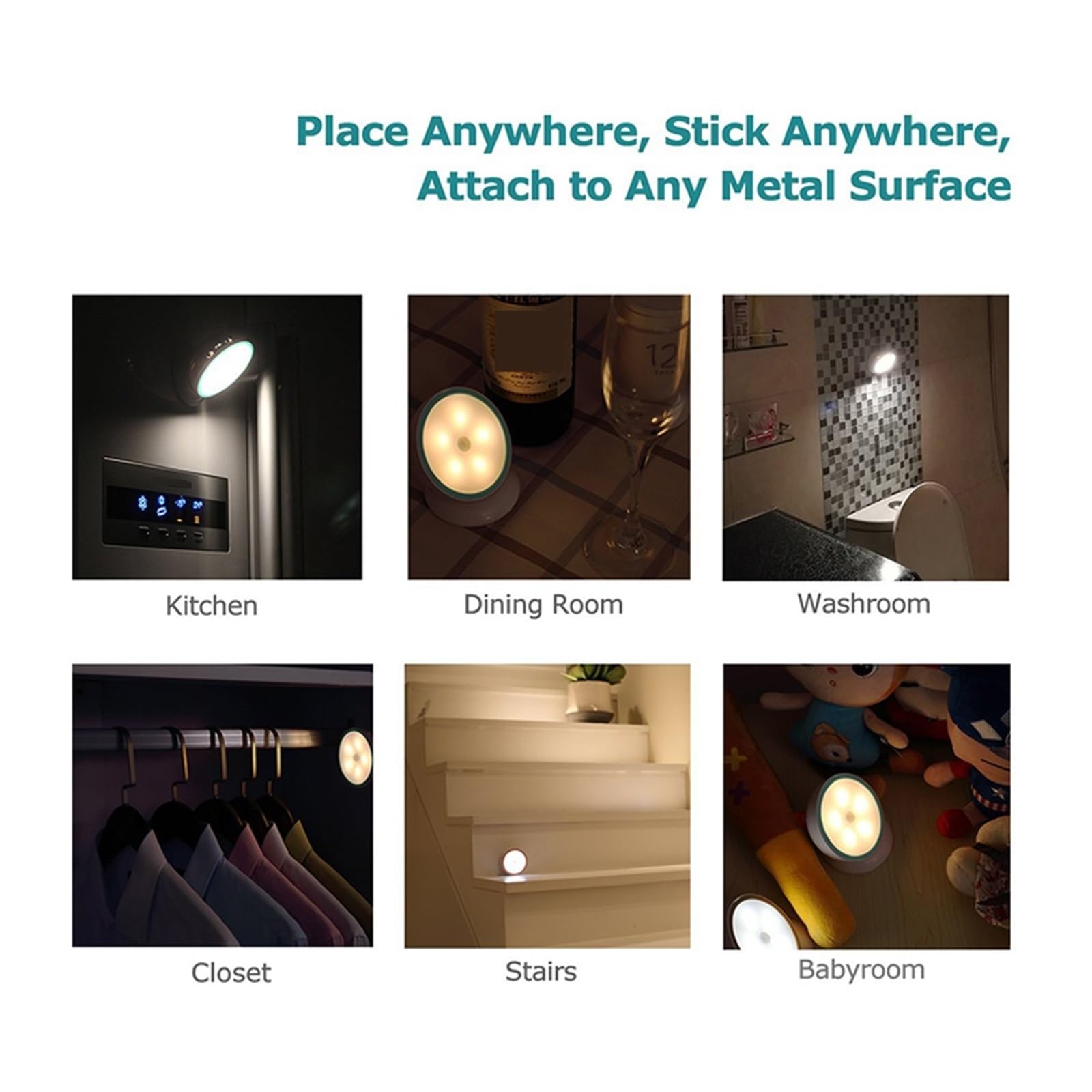 Unterschrank Leuchten LED Sensor Nachtlicht AAA USB Aufladbare PIR Wand Lampe 360 ​​Grad For Innen Kleiderschrank Schlafzimmer Küche Schrank Treppen Beleuchtung(USB Rechargeable,B)