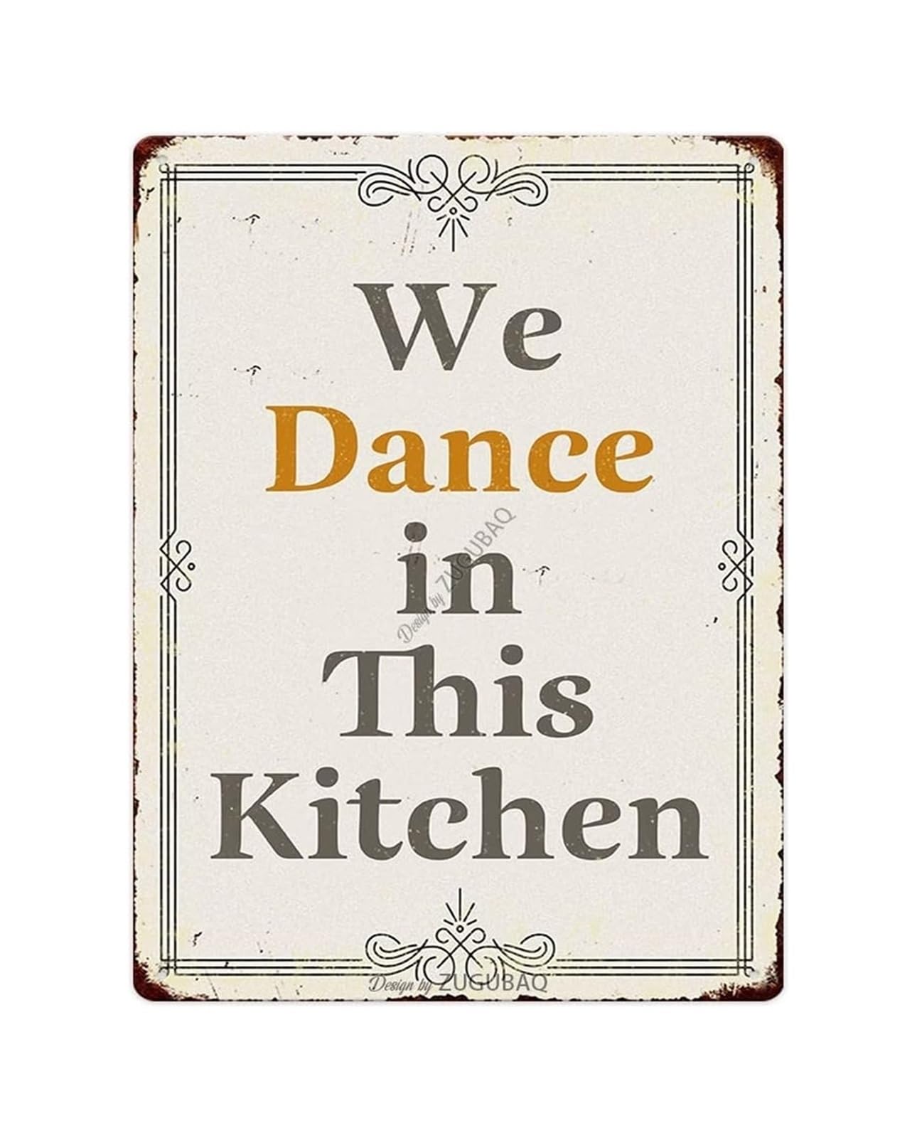 CBQZCHWDKT Vintage Farmhouse Metal Sign Featuring We Dance In This Kitchen Quote Rustic Tin Wall Decor for Home Kitchen 8 X 12 inch​