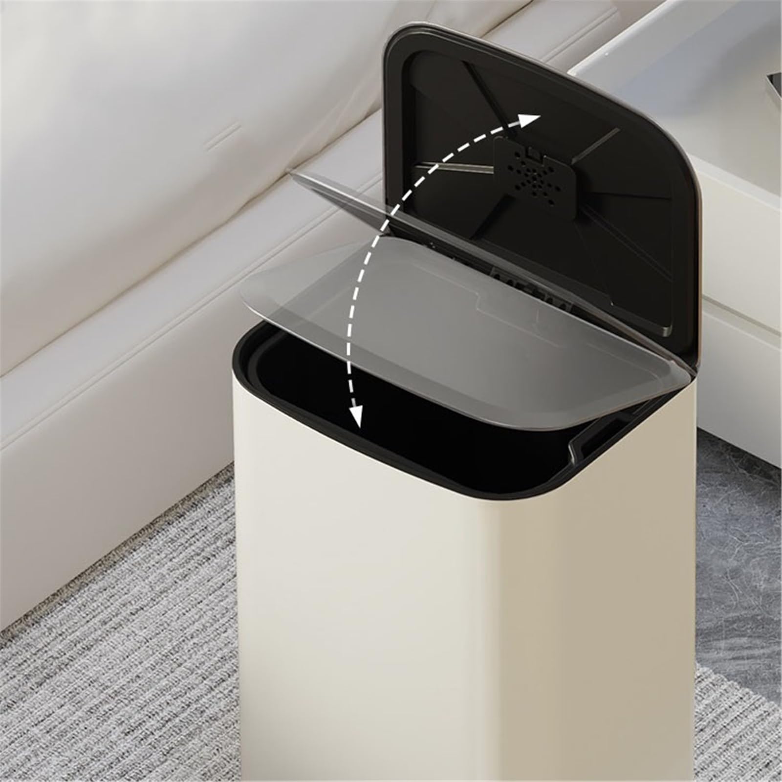 Badezimmer-Mülleimer Küchenabfalleimer, 18 l Edelstahl-Küchenabfalleimer mit Tretmechanismus, Deckel und Inneneimer, Soft-Close-Funktion
