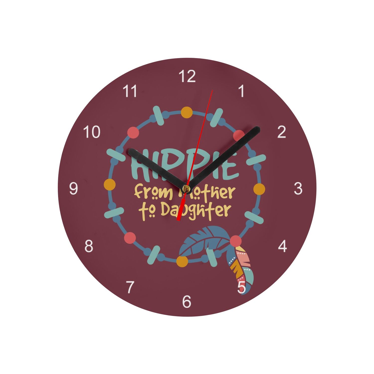 Horloge murale bohème rouge pour une déco de salon hippie