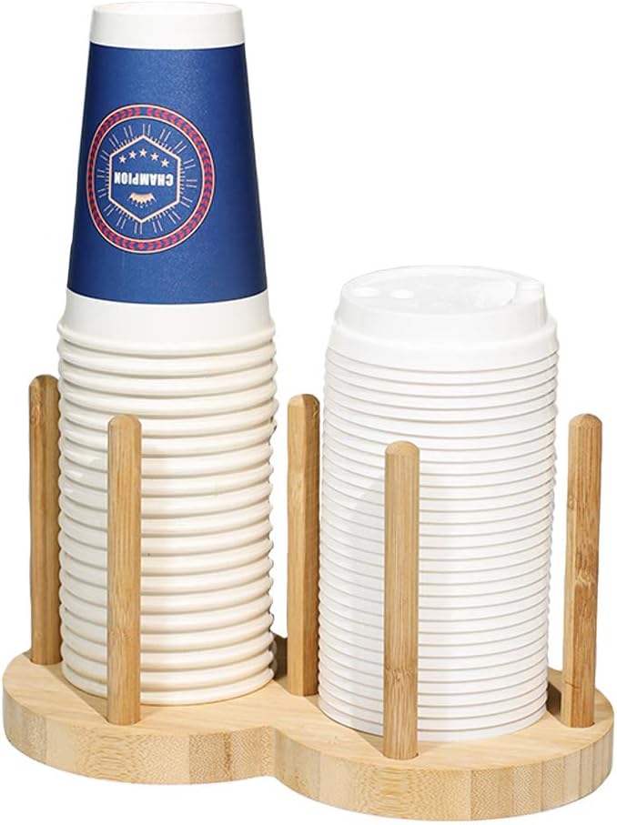 Amazon.co.jp Holyo Cup Dispenser, Paper Cup Holder, Bamboo Disposable
