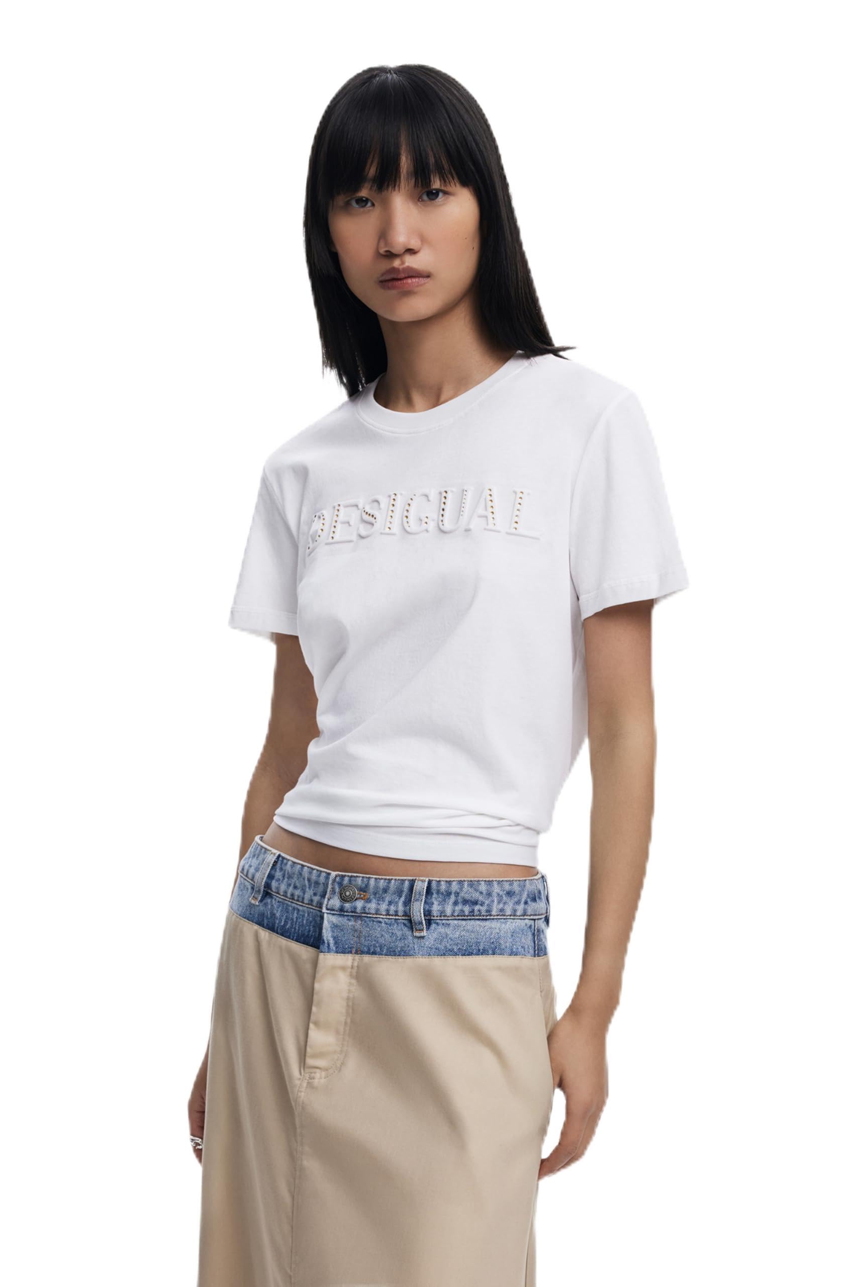 Desigual Women's Ts_brandy T-Shirt, white, XL