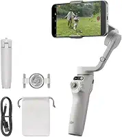 DJI Osmo Mobile 6, Gimbal de telefone de 3 eixos, rastreamento de objetos, haste de extensão integrada, portátil e dobrável, estabilizador gimbal para iPhone, Android, YouTube TikTok Video, cinza