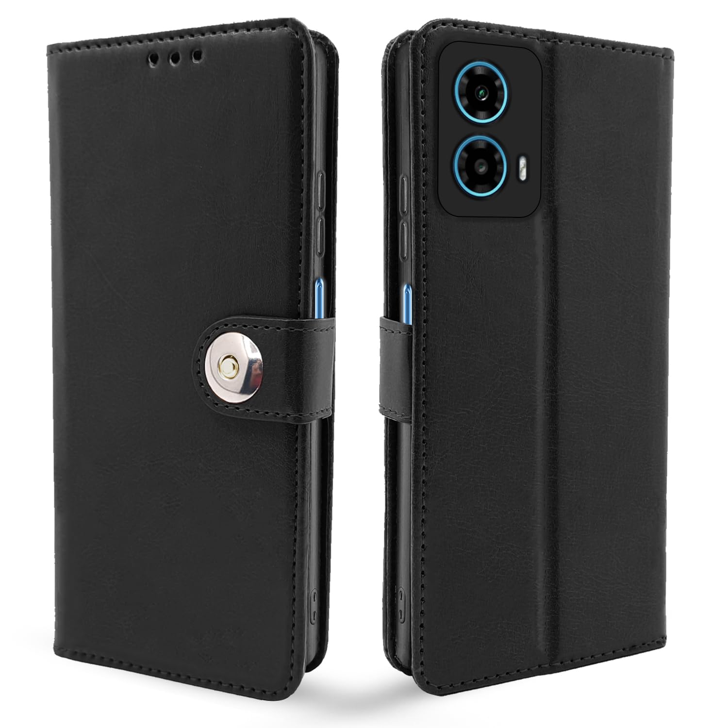 Pikkme Flip Cover Leather Finish | Inside TPU with Card Pockets | Wallet Stand and Shock Proof | Complete Protection Button Flip Case for Moto G34 / G45 5G (Black) (B0CV5KTVR5) Amazon Price History, Amazon Price Tracker