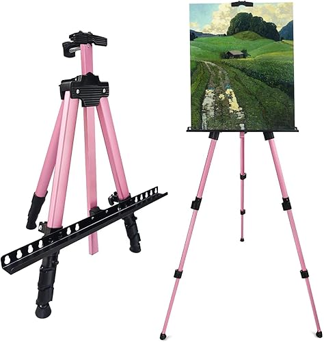 Vista 11 de RRFTOK Soporte de Caballete para Artista, Trípode de Metal Caballete Ajustable para Pintar Lienzos Altura de 21" a 66" con Triángulo Reforzado