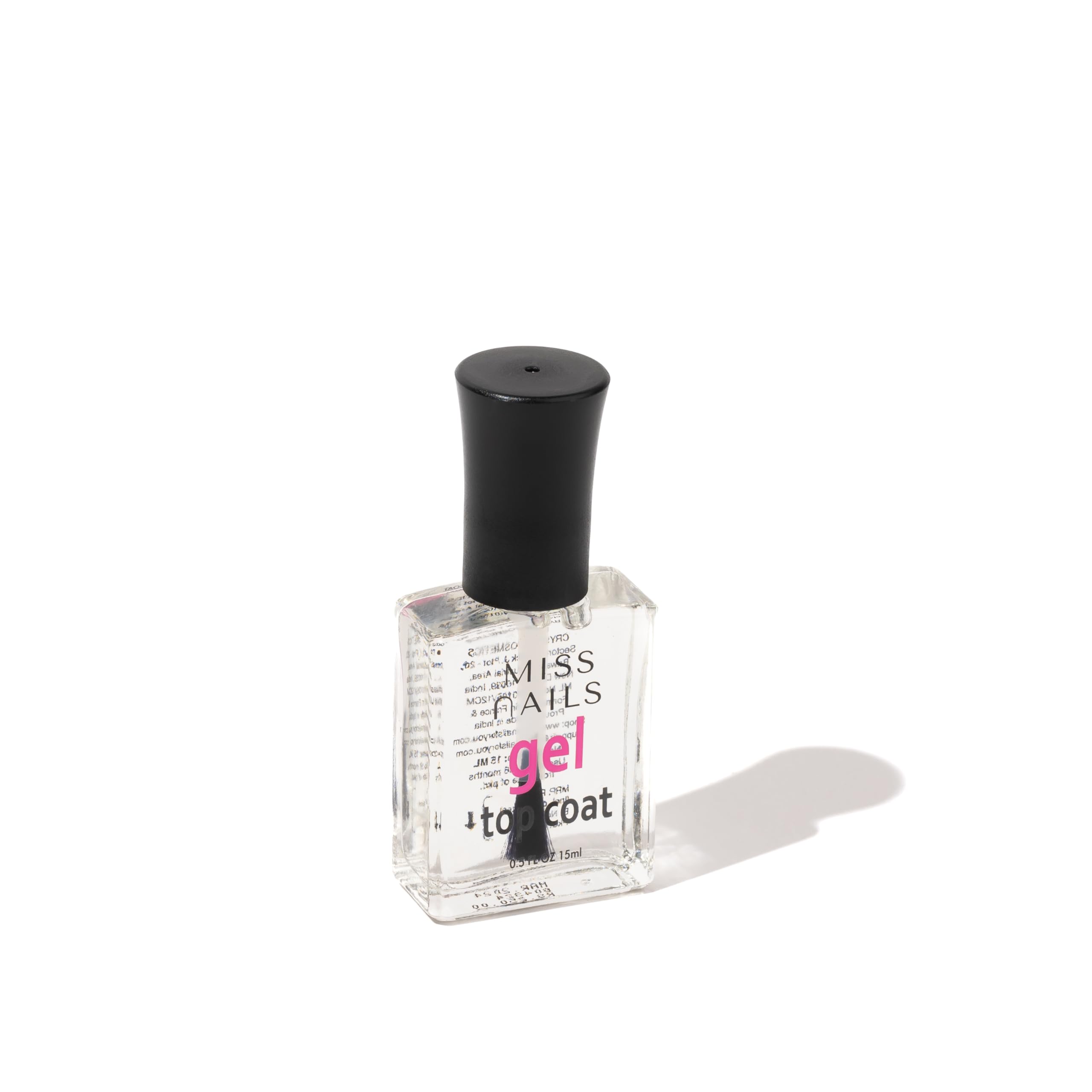 Miss Nails Gel Top Coat Nail Polish, 15ml | Quick Dry, Long-Lasting, Chip-Resistant Formula | High Shine & Full Coverage with Easy One-Stroke Application