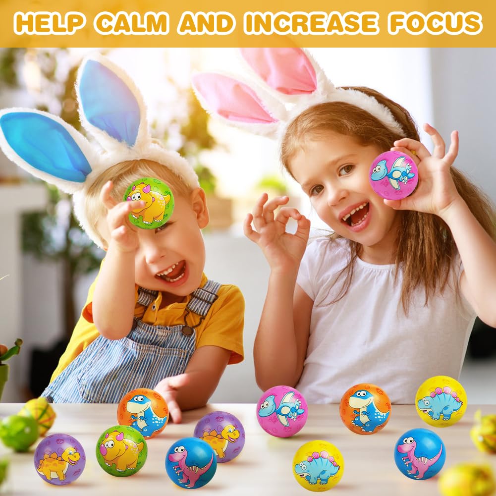 Ainiv 12Pz Antistress per Bambini e Adulti, Palline Squeeze Antistress in Schiuma, Pallina Antistress per Festa, Regali di Compleanno, Giocattoli da spremere per Ansia, Fidget, Tensione - Dinosauro