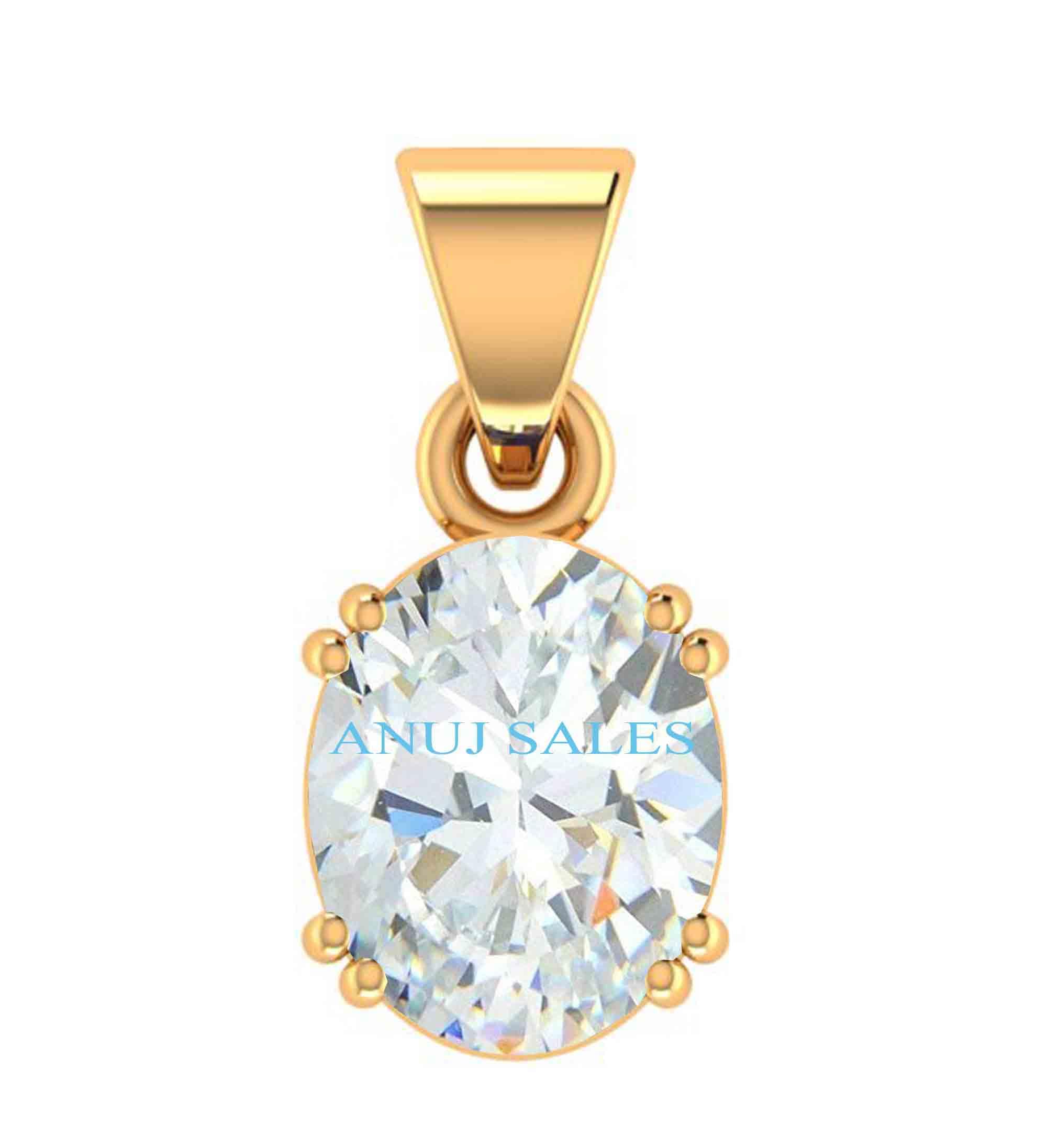 4.25 Ratti Natural White Zircon Pendant/Locket American Diamond Zircon Stone Gold Plated Metal Pendant for Men and Women