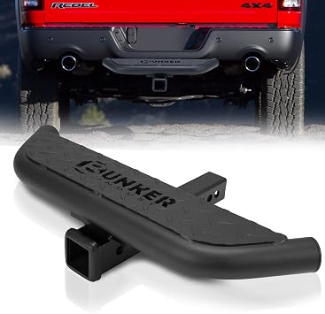 BUNKER INDUST Hitch Step مع 2 Inch Hitch Receiver متوافق مع المركبات Trailer Truck Pickup ، Anti Slip Hitch Mount Rear Bumper Guard Protector