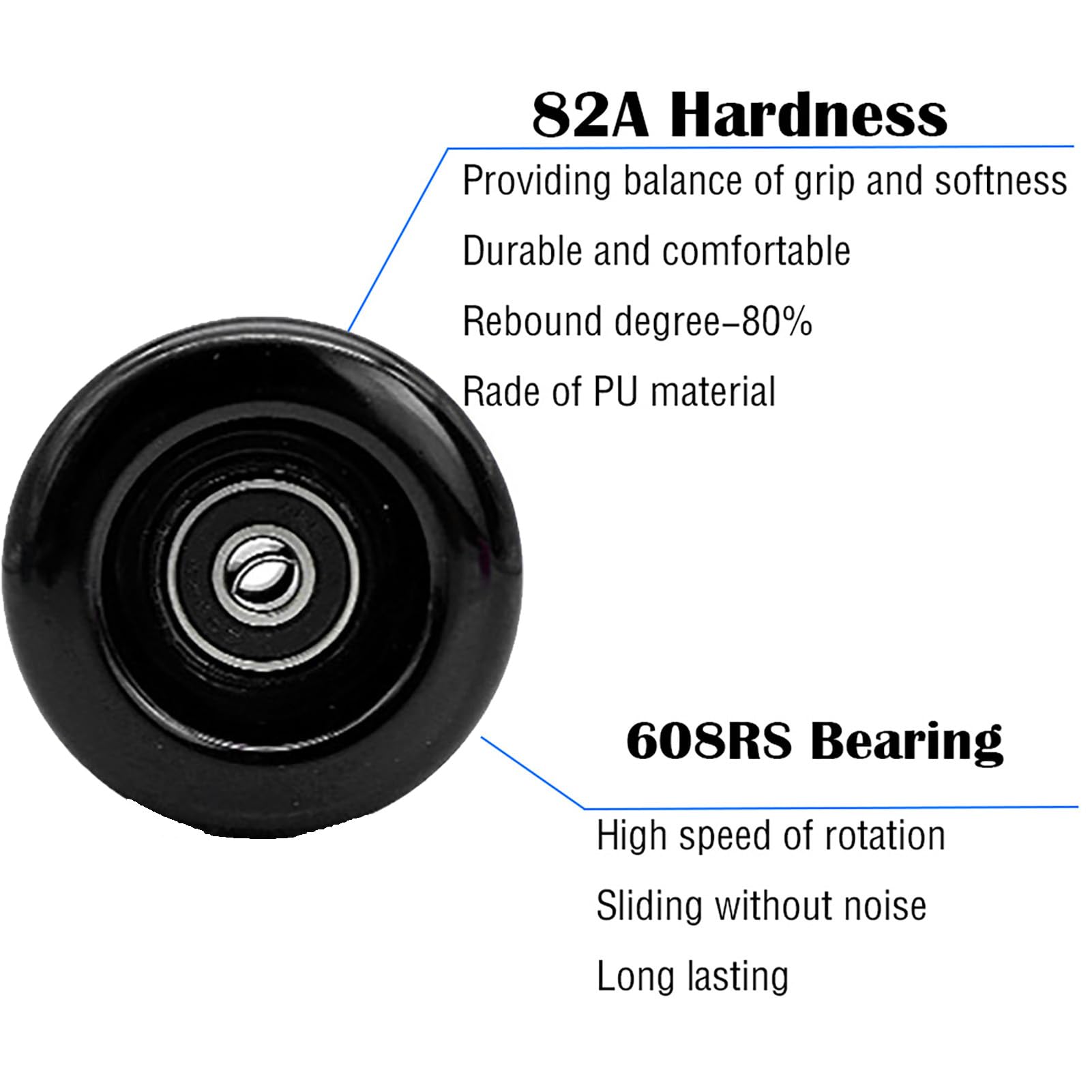 Ersatz-Skateboard-Rollen, 8er-Pack, 82A, Roller-Roller