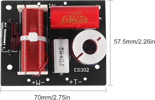 Miniatura 5 de Divisor de frecuencia de altavoz de 400 W 2 vías 2 unidades Hi-Fi Soundshelf Crossover Filtros Woofer y Tweeter (2 piezas)