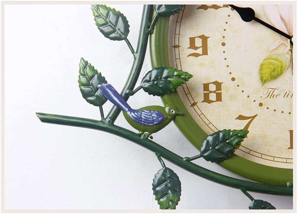 Habiba Geschenk Retro Pastorale Wanduhr mit Metallzeiger, genaue Uhrzeit, Wohnzimmer, dekorative Wanduhr für Arbeitszimmer, Esszimmer, grün Wanduhr