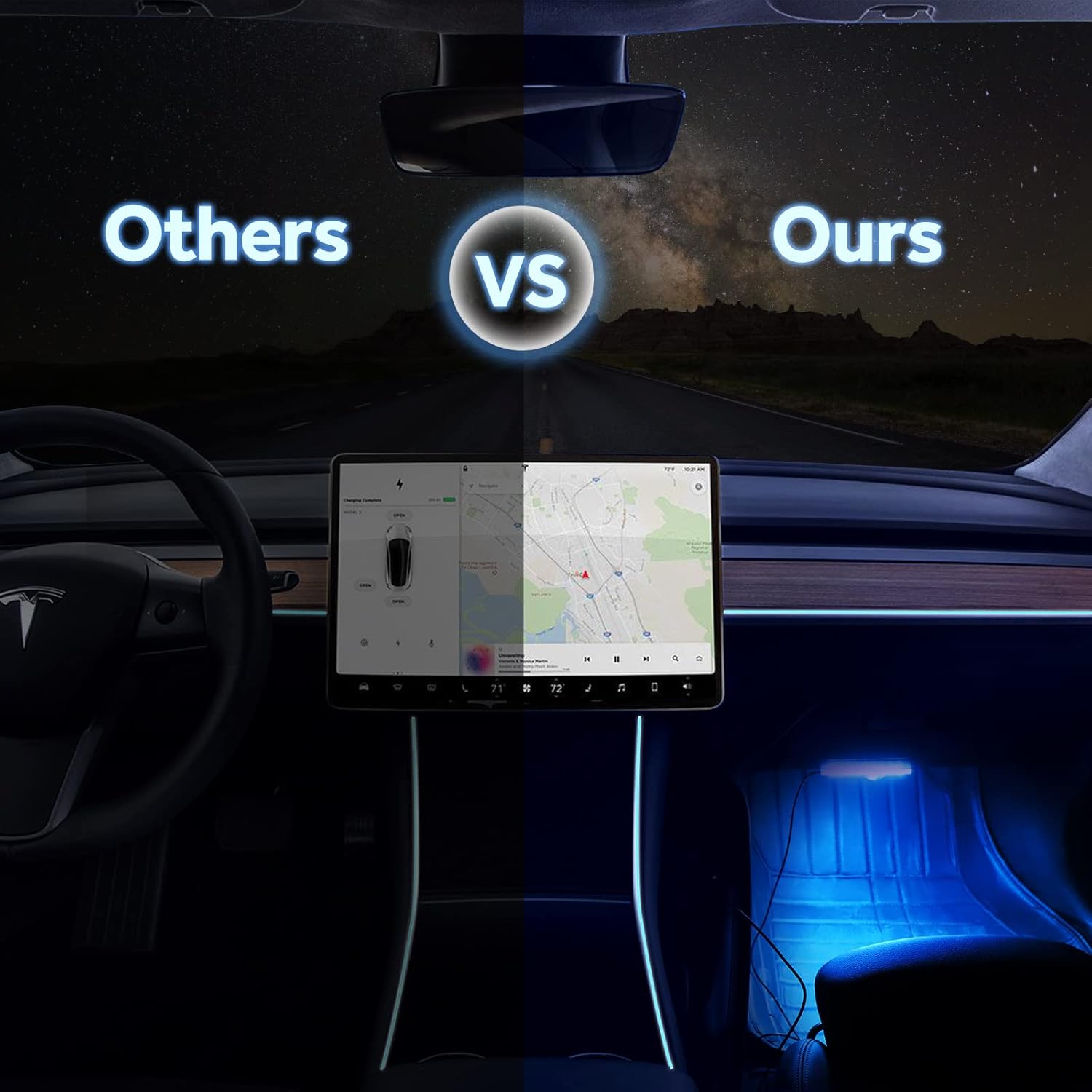 2022 2021 Tesla Model 3 Model Y Neon Lights, HIDROSIL Neon Lights Tubes [Dashboard + Center Console + Seat Back + 4 Foot Lights Accessories] with App Control RGB, Multiple Modes and 16 Million Colors : Automotive