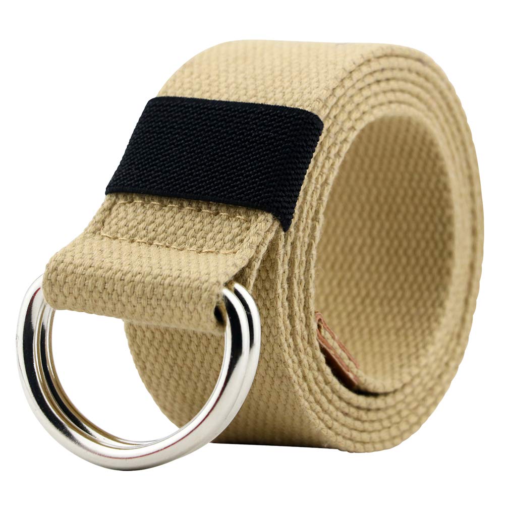 macoking Web Fabric Canvas Belt for Men Women with Double D Ring Buckle 1.5in Wide