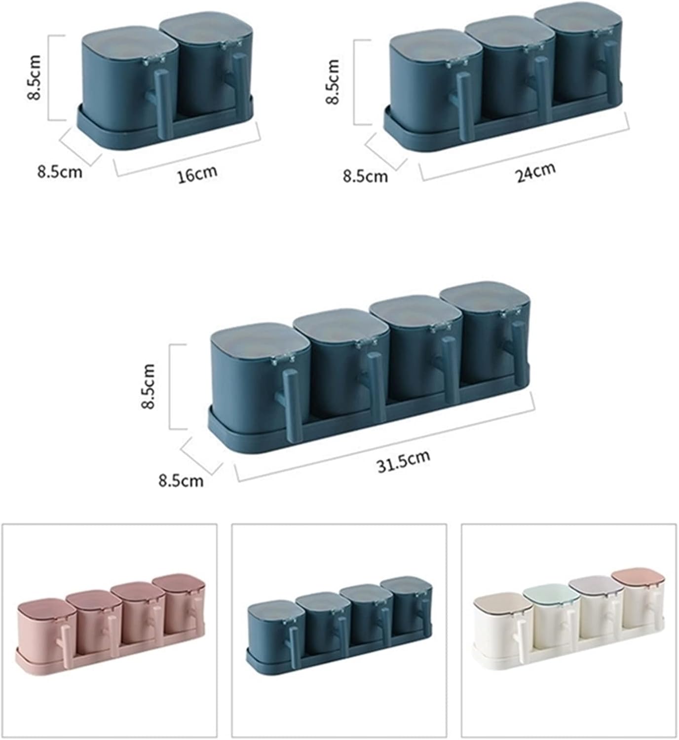 Spice Box Pepper Spice Shaker Salt Seasoning Organizer Kitchen Cruet Condiment Bottle Jars Container with Spoons (Color : Blue-2pcs)