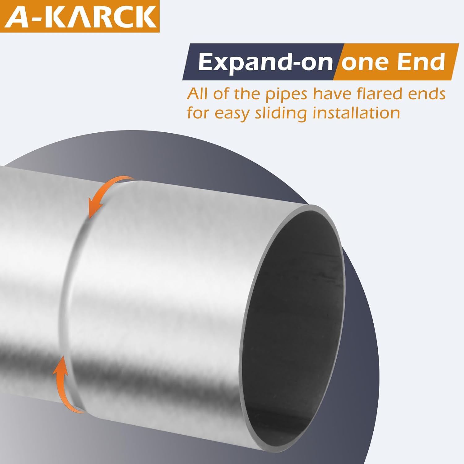 A-KARCK Straight Exhaust Pipe 2.25" OD, Mild Steel 50" Long Mandrel Exhaust Tube, Custom Your Own Exhaust System