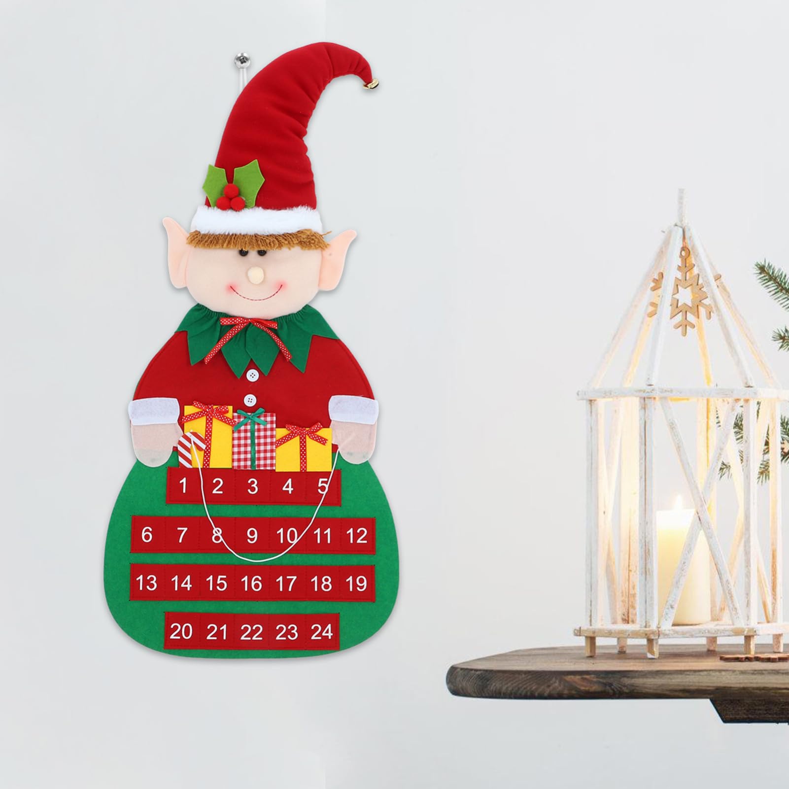 Weihnachts-türkalender aus Filz Adventskalender zum Aufhängen mit Täglichen Überraschungen und Ornamenten für Weihnachtsdeko