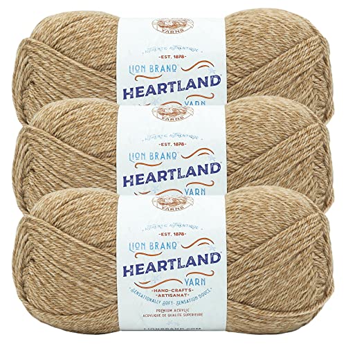 Image of Lion Brand Yarn Heartland Yarn, Worsted-Weight Yarn for Knitting, Crocheting, and Crafting, 3 Pack, Indiana Dunes