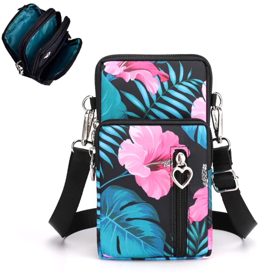 Petit Sac Téléphone KUMSODE – Nylon Oxford, Bandoulière – 19x10x6 Cm – 4 Poches – Compatible écrans Jusqu'à 7,2 Pouces – Idéal Running, Shopping, Voyage