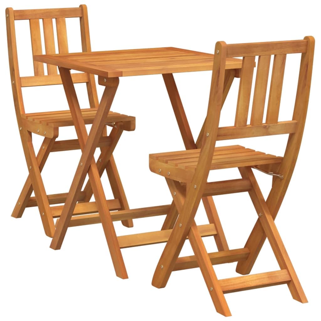 Fengshui Set da bistrò, 3 pezzi, in legno massiccio di acacia, pieghevole