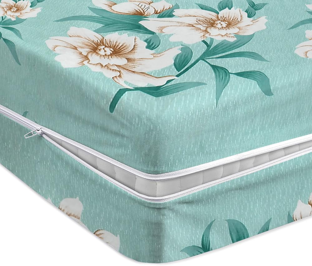 Amazon Brand - Umi Premium Cotton 220TC 72 x 36 x 8 Single Size Ultra Super Soft Mattress Cover Protector with Zip/Chain|Provides All Around Protection - 1 pc Multicolor (Light Green, 72 x 36 x 8)-image-25