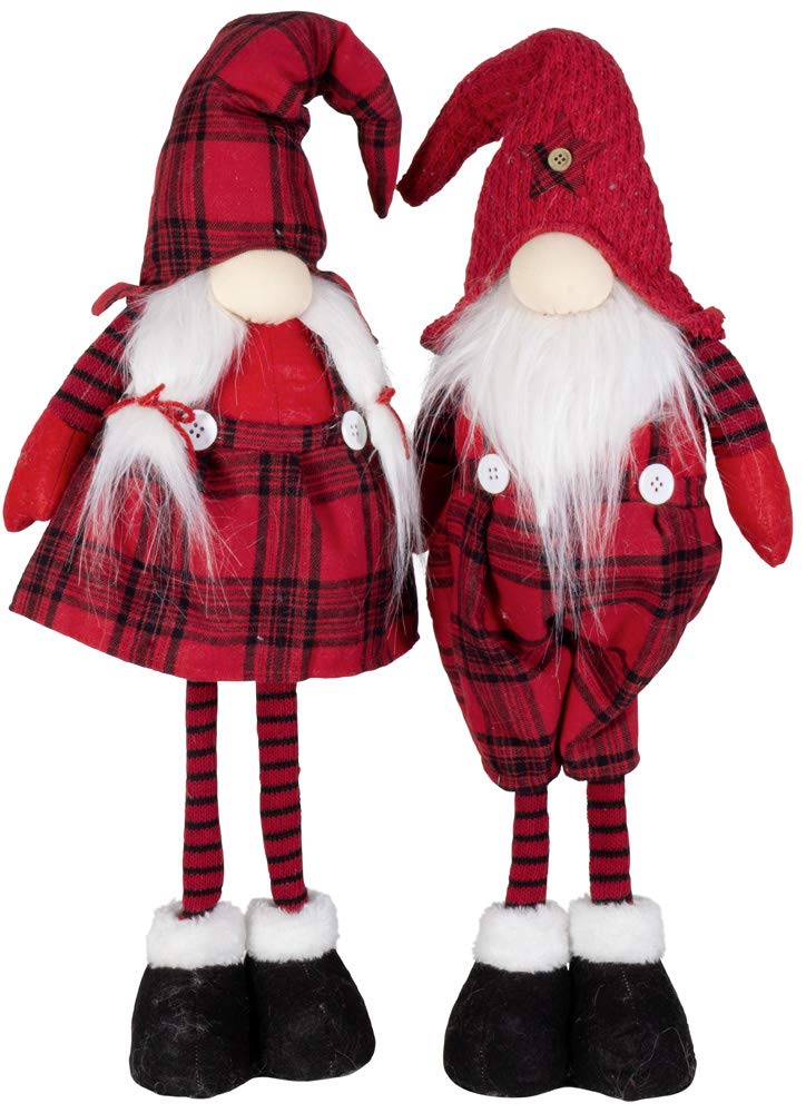 Deko Gnom 2er Set Dekoration 2 Designs Wichtel Zwerg 50cm Rot