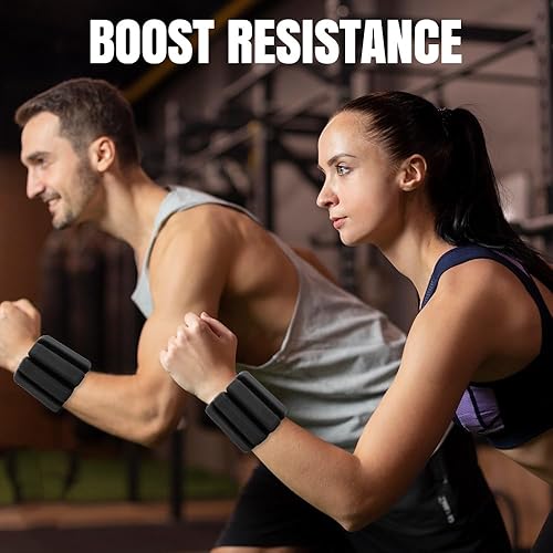 Miniatura 2 de Inspack Paquete de 2 pesas ajustables para muñeca y tobillo para mujeres y hombres, par de 24 libras (12 libra cada uno), correas de tobillo de