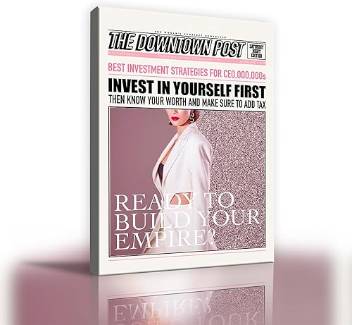 Miniatura 2 de SKINGE Funky Canvas - Póster de pared moderno con texto en inglés "InvestIn Your Sel", divertido póster estético de habitación independiente para