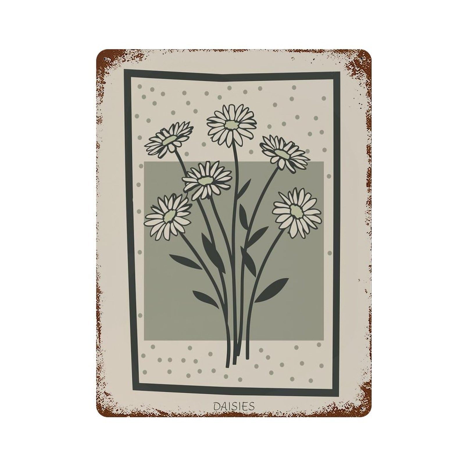 Daisy Flower Bouquet Mid Century Vintage Metal Tin Sign 15.7"x11.8", Farmhouse Wall Decor for Garage, Bar And Workshop Decor