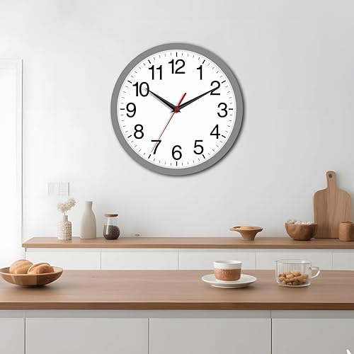 Miniatura 7 de Reloj de pared moderno de 8 pulgadas, funciona con pilas, silencioso, sin tictac, pequeño reloj analógico decorativo para dormitorio, cocina, baño,