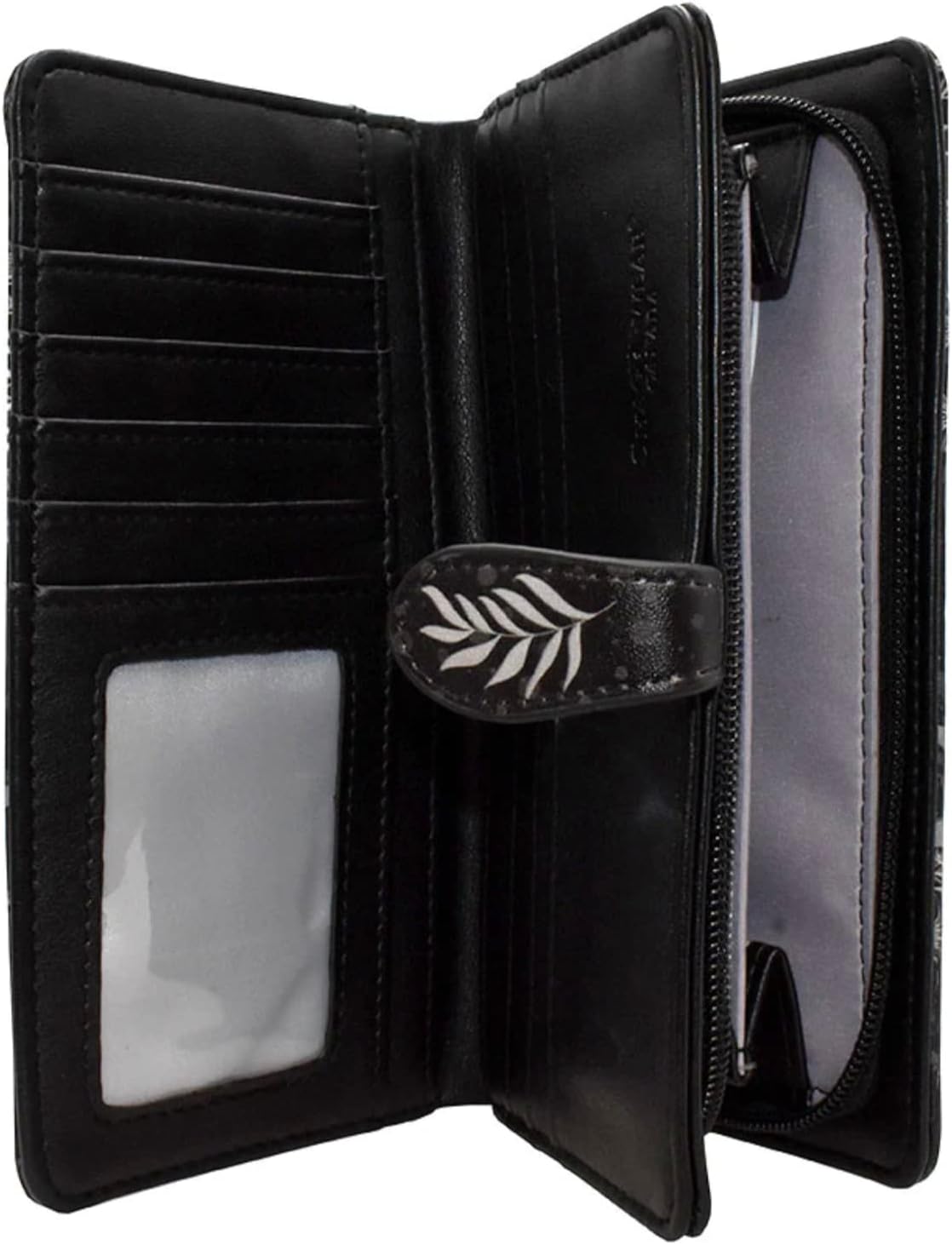 Shag Wear Snow Globes Large Women’s Wallet, Vegan Faux Leather Bifold with Card Slots, Bill Compartments and Secure Snap Closure in Black 7" - Image 7