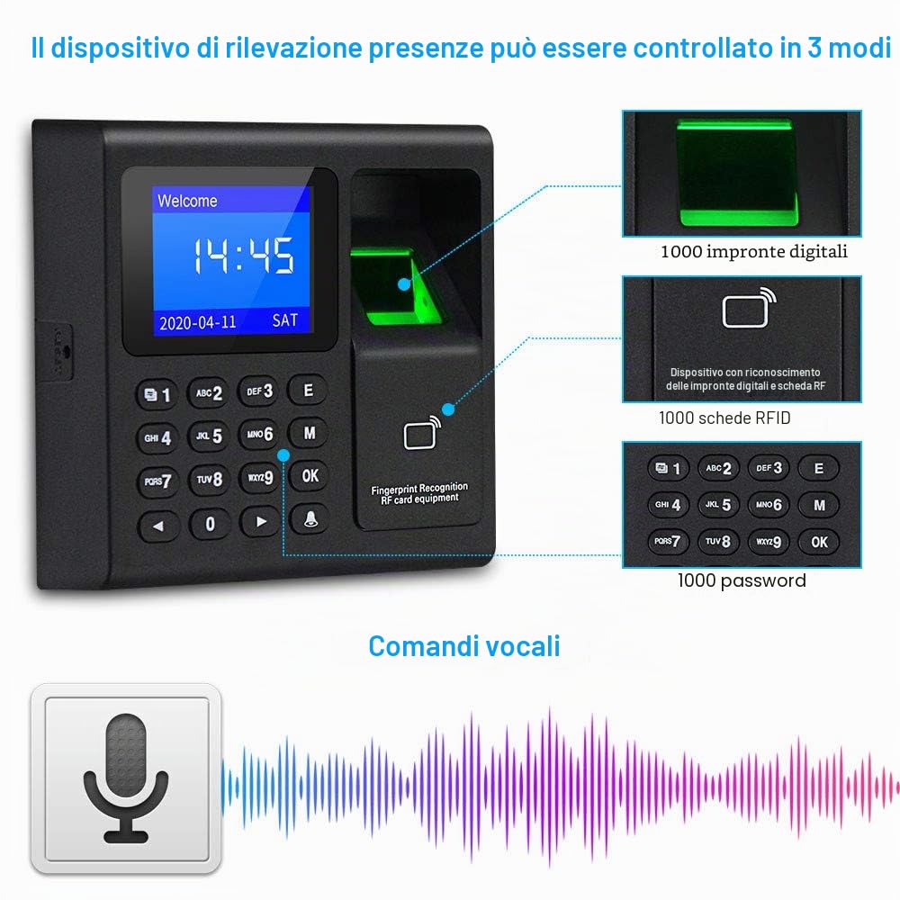 tastierino numerico apriporta Sistema di controllo accessi Kit Impronta digitale Presenza di tempo Portachiavi lettore RFID biometrico Apriporta intelligente Serratura magnetica elettrica