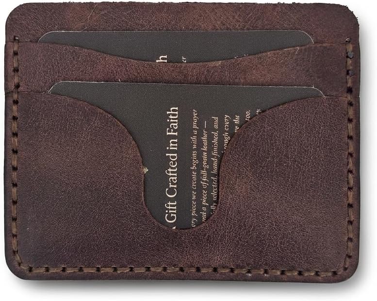 God Is Love Small Leather Card Holder Wallet, Christian Gifts for Men and Women, Full Grain Cowhide, Jordan Brown