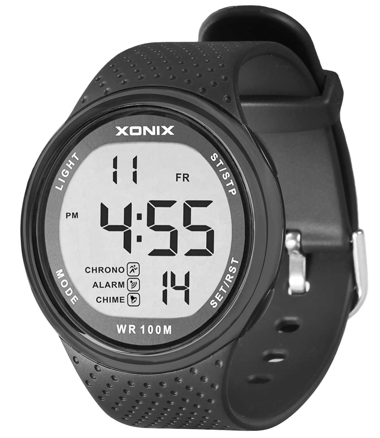 Herren digitale LED Uhr mit geringem Verbrauch Multifunktions wasserdicht 100 m Wassersport Tauchen Schwimmen Silikonarmband Durchmesser 44 mm…