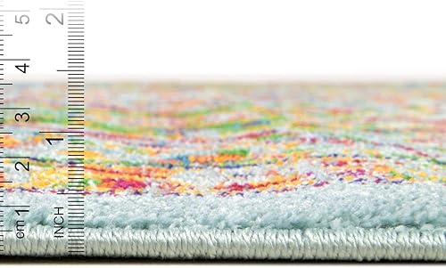 Miniatura 4 de Unique Loom Calypso Collection - Alfombra de área Kaiso (7 pies 10 pulgadas x 10 pies, ovalada, aguamarinaazul marino)