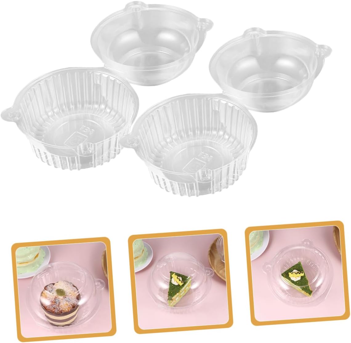 HANABASS 100pcs Cat Head Shaped Cupcake Boxes with Lid round Mousse Packaging Containers for Bakery Party Dessert Storage